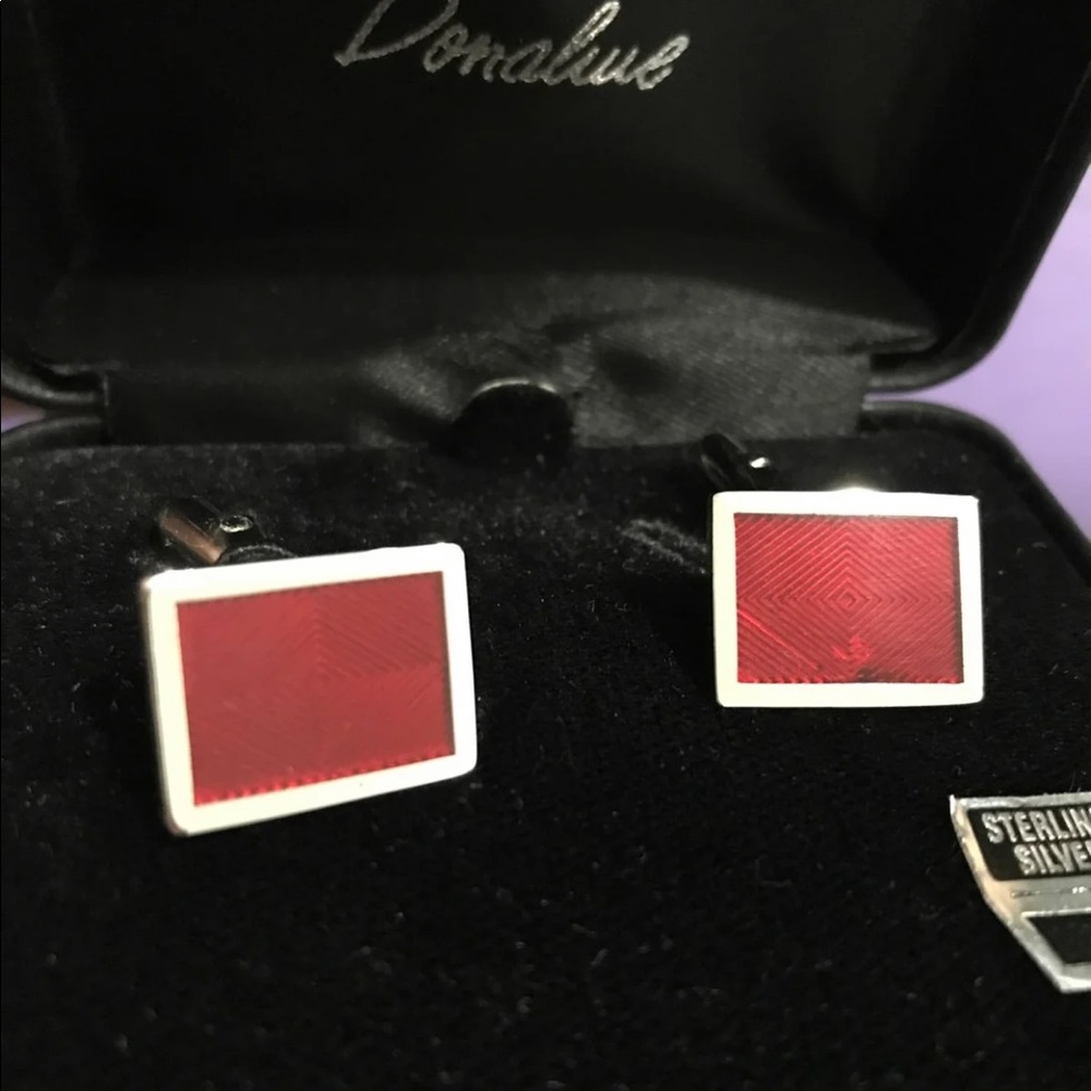 David Donahue Red Rectangular Cufflinks - image 2